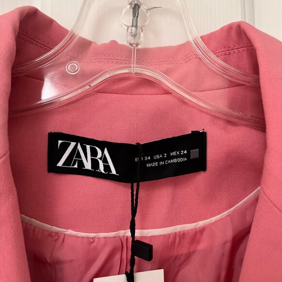 NWT ZARA Pink Single Button Blazer XS / 2 - Picture 3 of 11